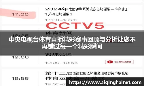 中央电视台体育直播精彩赛事回顾与分析让您不再错过每一个精彩瞬间